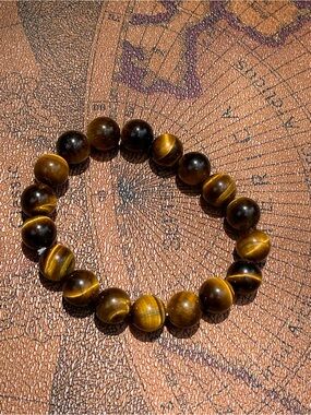 Chunky Tiger Eye Beaded Stretch Bracelet